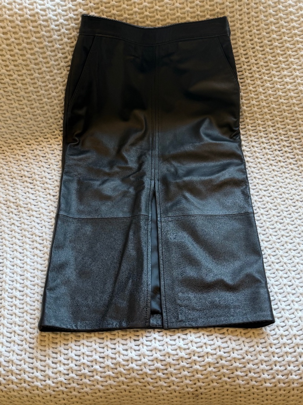 Black 100% Leather Pencil Skirt